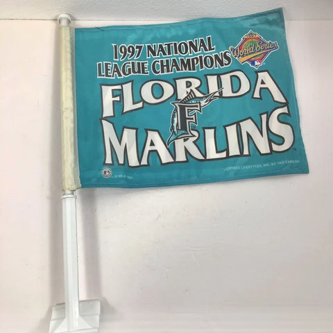 Vintage Florida Marlins - 1997 World Series Champions Car Window Flags *NEW* Cover