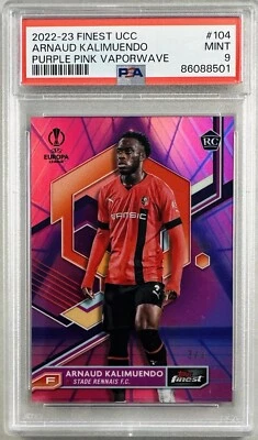 Arnaud Kalimuendo 2022-23 Topps Finest UCC Purple/Pink Vaporwave RC #3/3 PSA 9 - Image 1 of 2