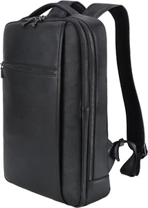 Masa Kawa schmaler Echtleder Business Rucksack 15,6" Laptoptasche schwarz - Bild 1 von 9