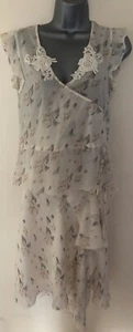Naughty Ivory Silk Butterfly Print Top & Skirt Size 10 Special Occasion Wedding - Picture 1 of 12