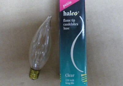 8 PACK 15-Watt CA8 Clear Flame Tip Candelabra Chandelier Light Bulbs Halco #2020 - Image 1 of 3