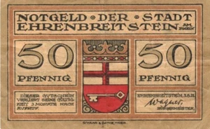 Dinero de emergencia Ehrenbreitstein (Alemania) 50 peniques GRA311 1 6/7 - Imagen 1 de 2