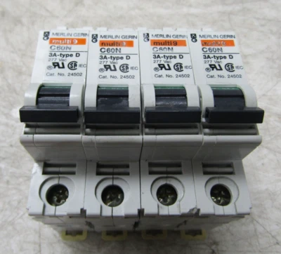 4) MERLIN GERIN MULTI9 C60N 3 AMP CIRCUIT BREAKER 1 POLE 277 VAC 24502 LOT  OF 4 - Image 1 of 4