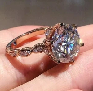 5CT Blanco Tratados Diamante Anillo En Chapado en Oro Rosa VVS1/F Certificado - Imagen 1 de 4