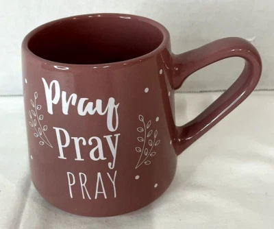 Taza de café "Pray" de tomillo y gres de mesa malva 12 oz Foto 1 de 4