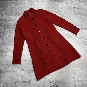 Apu Kuntur Coat Jacker Alpaca Wool Women's Red Size S - Picture 1 of 14