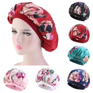 Women Satin Night Sleep Hair Care Turban Hat Chemo Cap Wrap Head Cover Wide Band - Picture 1 of 22