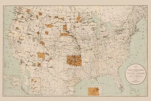 1889 Karte der Indianerreservate in den USA - Bild 1 von 5