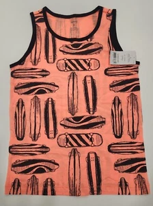 Carters Boys Neon Orange Skateboard Tank 6 - Picture 1 of 2