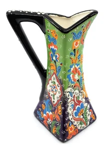 Handmade Traditional Turkish Pottery Decorative Pitcher (Green-Purple) - Picture 1 of 2