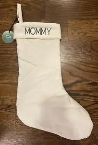 West Elm Elfenbein Samt Strumpf 18" MOMMY Monogramm NEU Neu mit Etikett - Bild 1 von 3