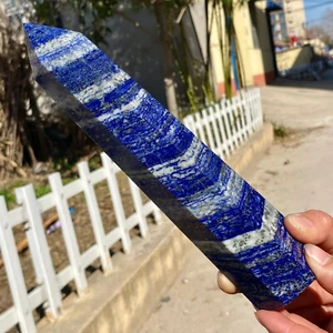 1.77LB Natural Lapis Lazuli Jasper Obelisk Quartz Cystal Wand Point Reiki Healin - Picture 1 of 13