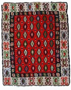 Tapis kilim vintage fait main – Sharkoy turc – 150 x 192 cm – Années 1950 - Picture 1 of 11