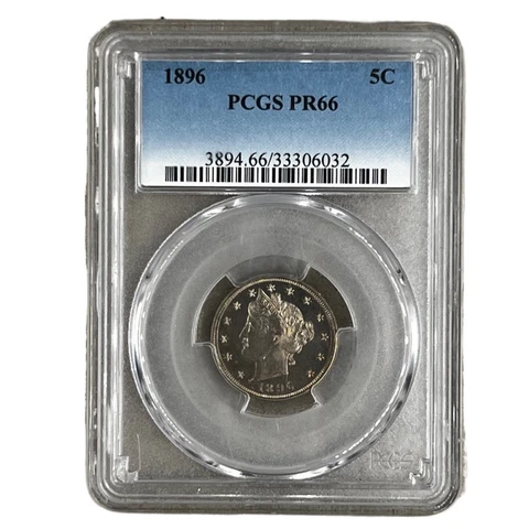 1896 Liberty head five cents PCGS PR66 Cover