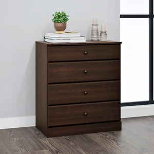 Espresso Brown Wooden 4 Drawer Dresser Chest Drawers Clothes Storage Cabinet - Picture 1 of 6