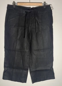 Talbots Petites kurze Caprihose schwarz 12P reines irisches Leinen neu mit Etikett Bindegürtel - Bild 1 von 6