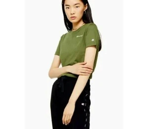Womens Khaki Small Script Logo T-Shirt By Champion - Khaki. Size-L/ UK SELLER. - Picture 1 of 2