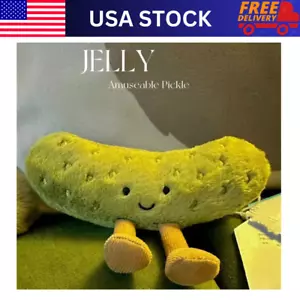 Jellycat Green Sour Pickle Plush Toy - Cute Collectible Soft Stuffed Doll 15cm - Picture 1 of 7
