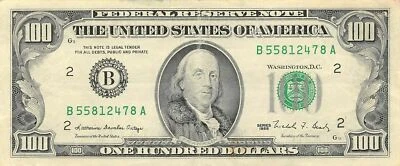 USA  $100  B 2 New York  Series 1988  Block B - A  Circulated Banknote - Image 1 of 2