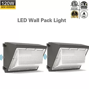 2 Pack Led Wall Pack Light 120W with Photocell Commercial Outdoor Security Light - Picture 1 of 13