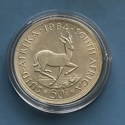 S9-MK-80)) Südafrika 50 Cents 1964 , 500er Silber, Springbock - Bild 1 von 2