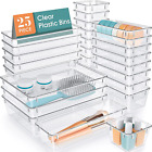 25 pièces ensemble organisateur de tiroirs en plastique transparent, 4 tailles organisateur de tiroir de bureau