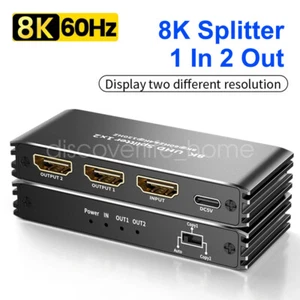 8K 60Hz HDMI Splitter 1 in 2 Ausgang 4K 120Hz HDMI 2.1 Splitter EDID Duplikator 3D - Bild 1 von 26