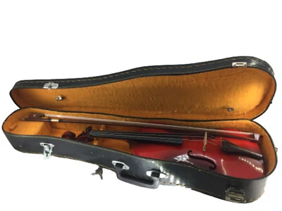 Violino riproduzione con astuccio rosso da arredamento casa sala salotto legno - Immagine 1 di 4
