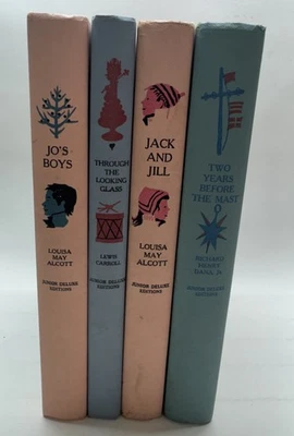 Vintage Junior Deluxe Editions Lot Louisa May Alcott Carroll Dana Hardcovers Set Foto 1 de 4