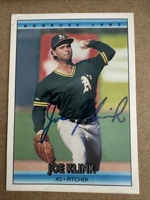 1992 Donruss #183 JOE KLINK Autographed SIGNED AUTO Card OAKLAND A's - Image 1 of 2