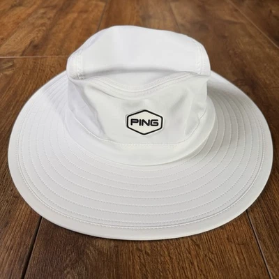 Sombrero de Golf PING Clásico Blanco Boonie Ala Ancha Sol / Adulto Talla Única Ajustable Foto 1 de 4