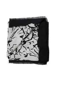 Balenciaga Paris Womens Silk Ink Drawing Print Light Weight Scarf White Black - Picture 1 of 6