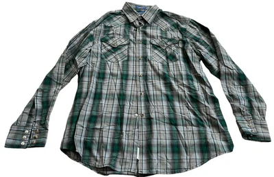 Pendleton Frontier Mens Snap Button Down Shirt Check Green Size Large LS - Image 1 of 4