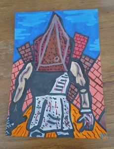 Zeichnung rote Pyramide Sache Silent Hill 2 Horror Halloween Deko Kunst Videospiel - Bild 1 von 1