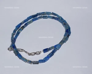 Beaded Box Lapis Lazuli No Stone Beads Sterling Silver Birthday Necklace Jewelry - Picture 1 of 12