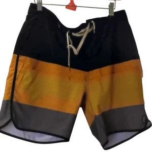 Vuori Men's Board Shorts Recycled Polyester Black Yellow Size 33 Swim Trunks - Picture 1 of 9