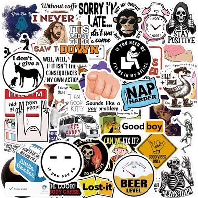 50 Piezas Divertidas Pegatinas para Adultos Botella de Agua Laptop Sombreros Duros Multicolor  Foto 1 de 4