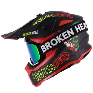 Casco Cross Rotto FreakZone Nero-Rosso-Verde + Occhiali MX Struggler Verde - Bild 1 von 17