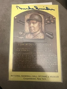Duke Snider Signed Autographed Gold Hall of Fame Plaque HOF Postcard Card JSA - Picture 1 of 2