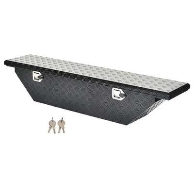 Black 61.5-Inch Aluminum Angled Truck Bed Tool Box Low Profile Wedge Toolbox - Image 1 of 4