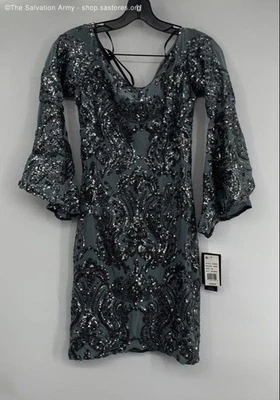 NWT Aqua Dresses Women's Gray Sequin Off The Shoulder Sheath Dress Size 12 - Image 1 of 4