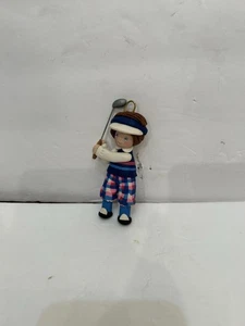 Weihnachtsschmuck Ton Handarbeit Frau Golfer - Bild 1 von 4