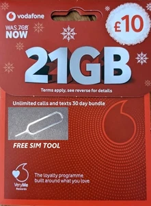 Vodafone Sim Card Pay As You Go Standard Micro Nano Triple FREE SIM TOOL REMOVER - Picture 1 of 6