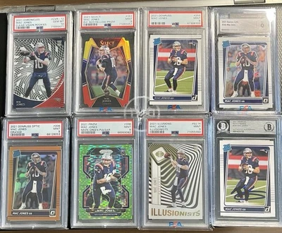 2021 Mac Jones Patriots 8-Card PSA 9/10 Prizm Graded Lot w/ Beckett Auto & 1 CGC - Image 1 of 4