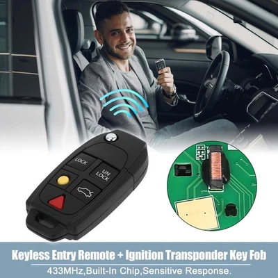 433MHz Keyless Entry Remote Ignition Transponder Key Fob for Volvo XC90 XC70 - Image 1 of 4
