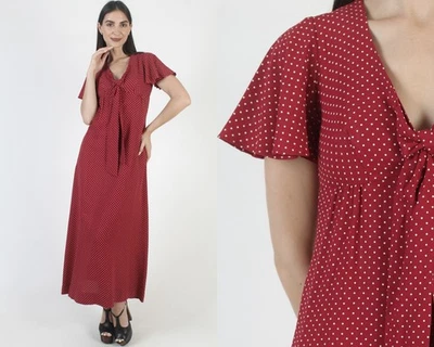 Vtg Oops California Swiss Dot Dress Full Skirt Boho Prairie Cottage Sundress - Image 1 of 4