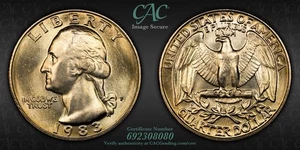 1983 P Washington Quarter CAC MS66 Pop 1 hermoso tono PQ+ - Imagen 1 de 5