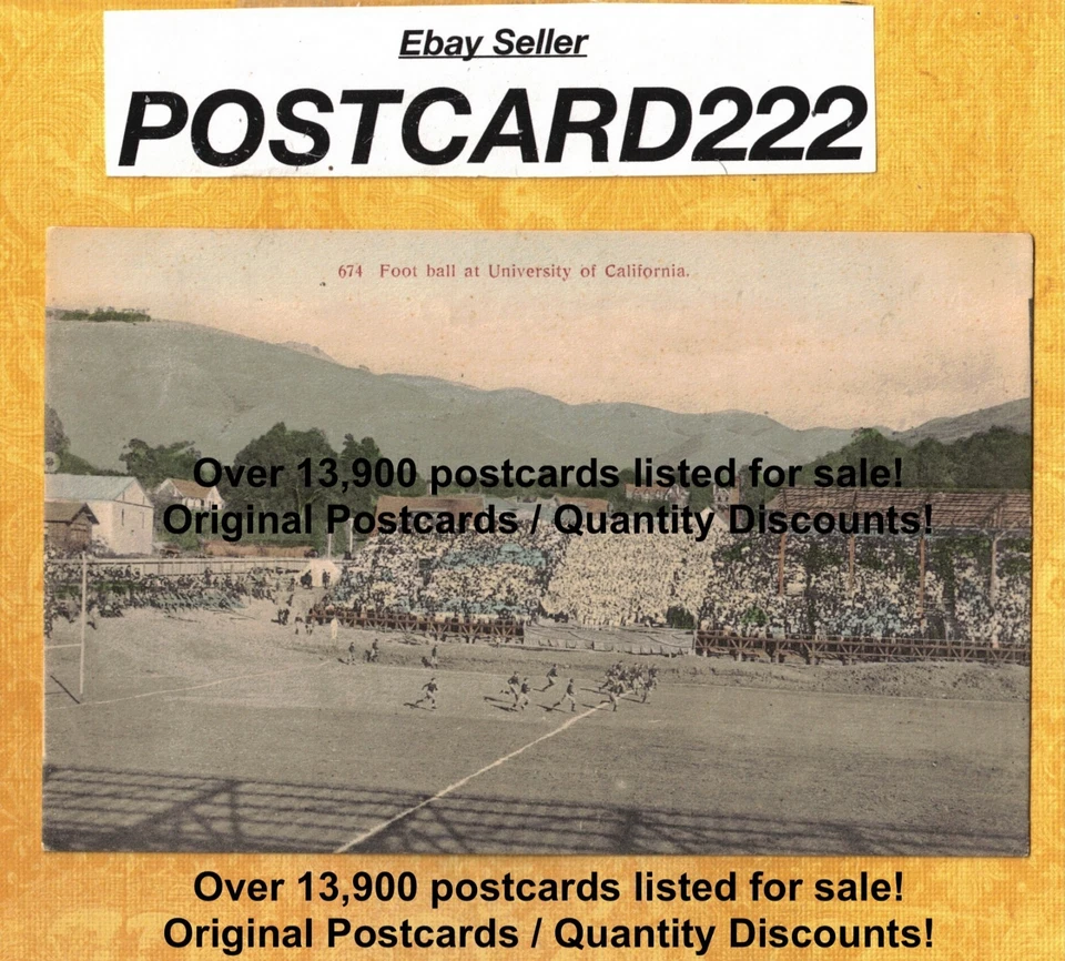 CA 1908-14 postal antigua FÚTBOL EN LA UNIVERSIDAD DE CALIFORNIA balón de fútbol Foto 1 de 1