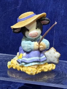 Mary’s Moo Moos Figurine "Fishing For Good Wishes" 1999 Enesco #543241 With Box - Picture 1 of 14