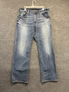 Pantalones de mezclilla plateados para hombre 34x32 Zac relajados rectos bigotes lavado medio - Imagen 1 de 11